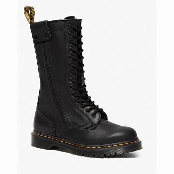 Dr Martens Hanley Kožené Tall Moto - Cierne Cizmy Panske, D116SK